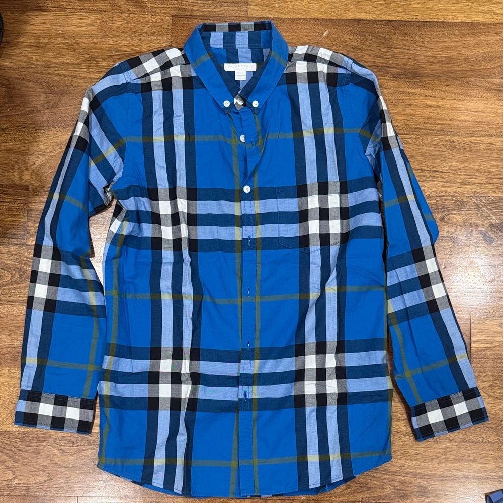 Burberry Blue and Black Plaid Men's Shirt